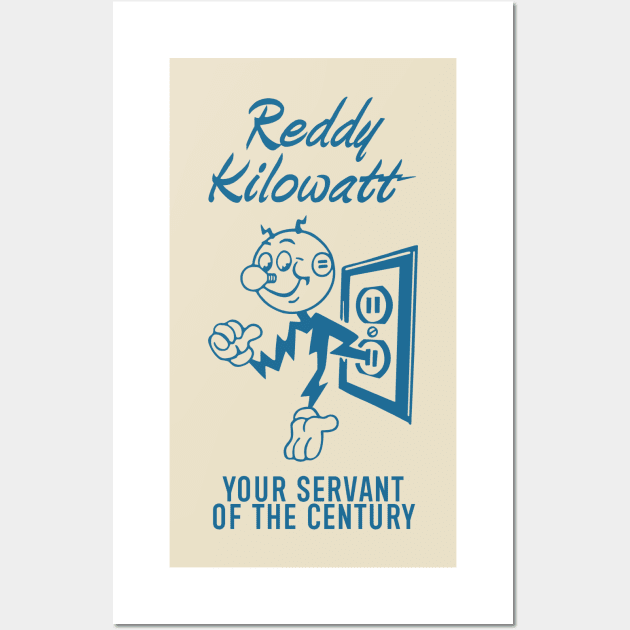 Reddy Kilowatt - Vintage Retrocolor Blue Wall Art by Sayang Anak